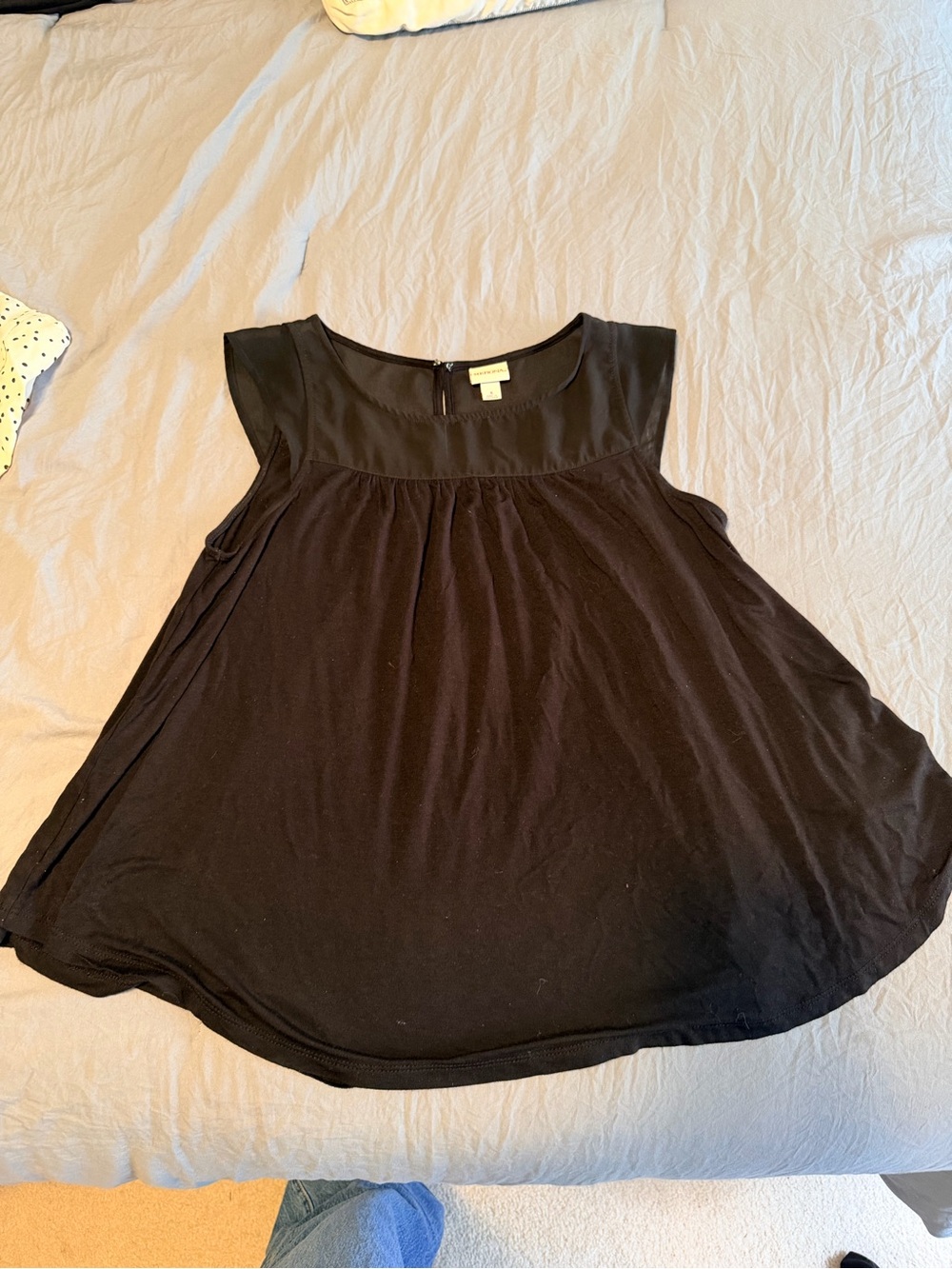 Merona Black Sleeveless Flowy Blouse Size S (sheer at top, then solid)